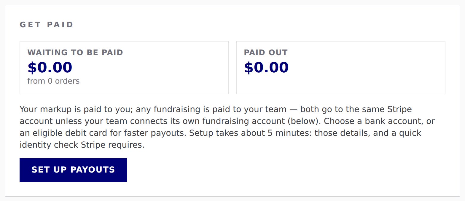 Settings › Payouts: the Get paid card with Waiting to be paid, Paid out and the Set up payouts button